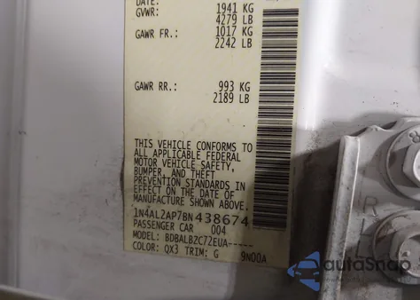 2011 Nissan Altima 2.5 S z USA, uszkodzony, nr VIN 1N4AL2AP7BN438674